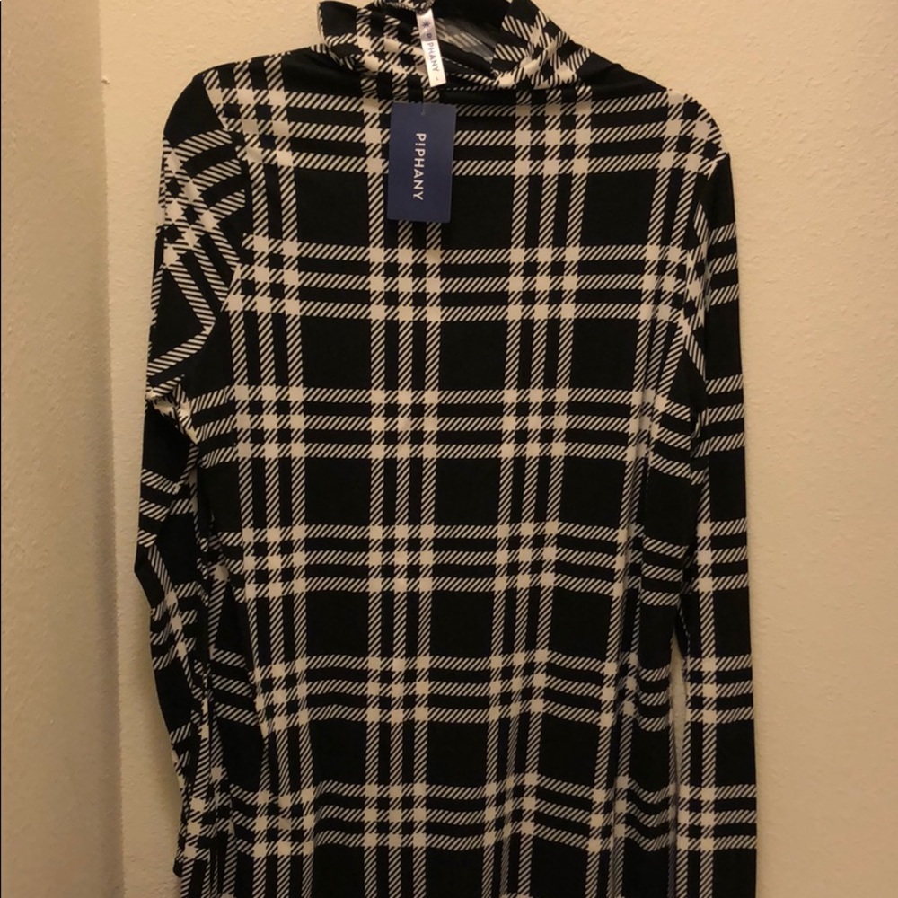 Mod mock turtleneck plaid holiday dress